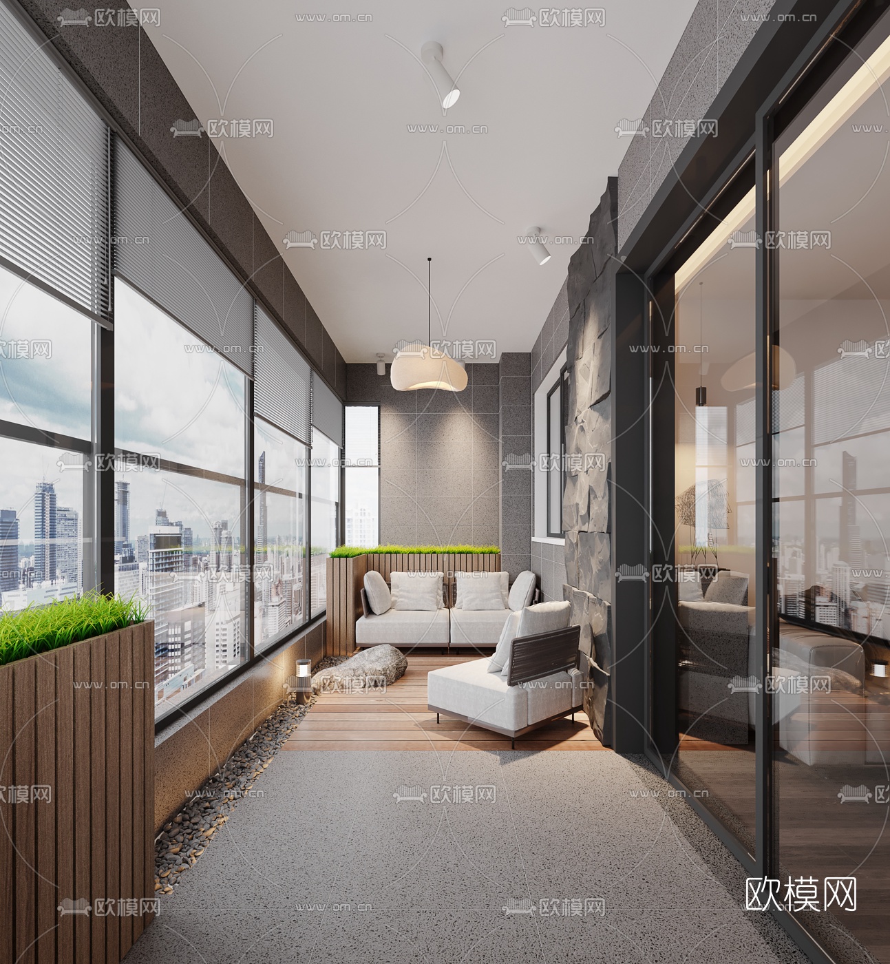 现代休闲阳台3d模型