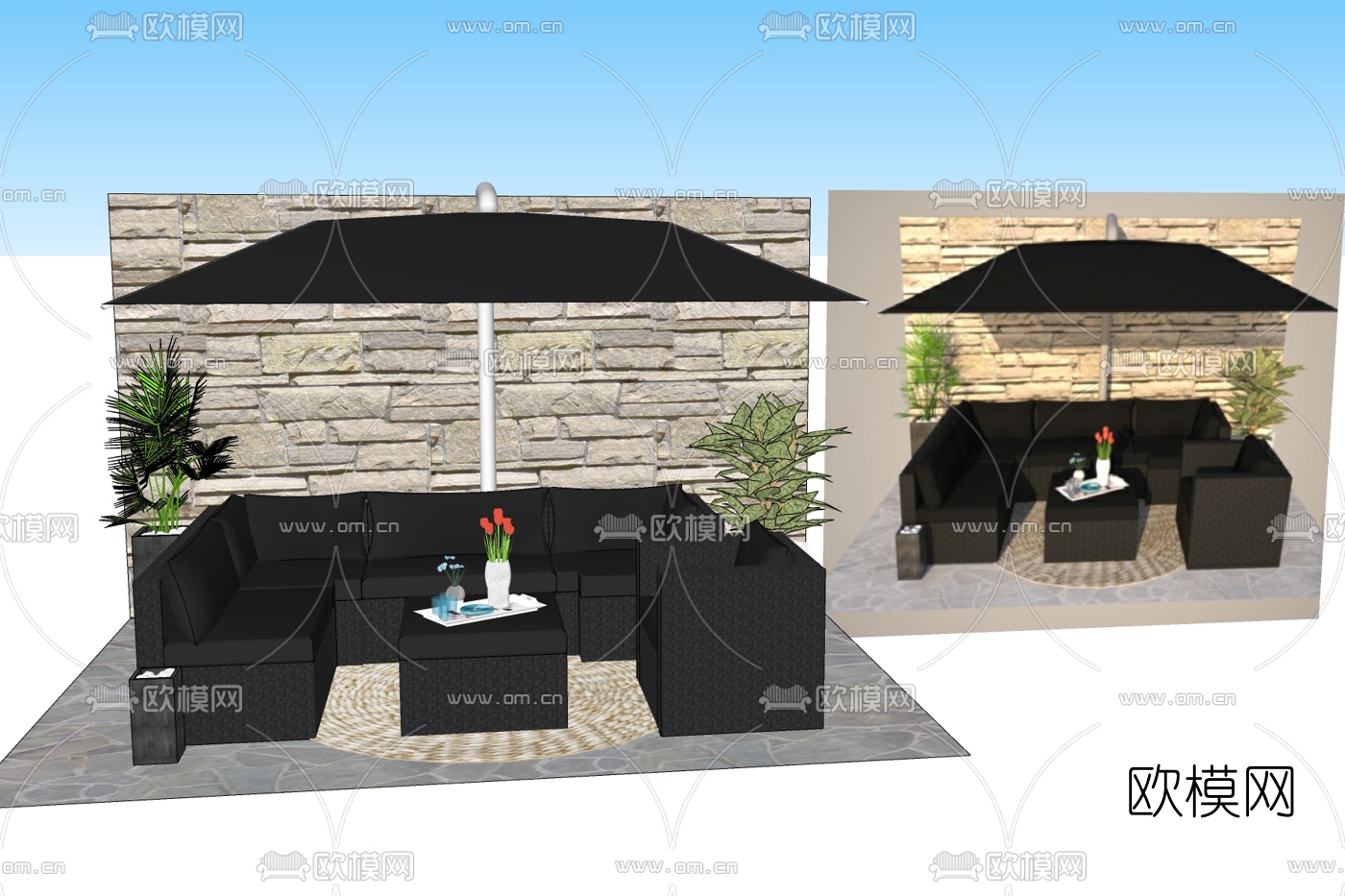 现代户外沙发免费su模型下载