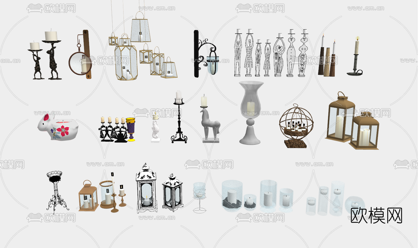 北欧蜡烛台su模型下载