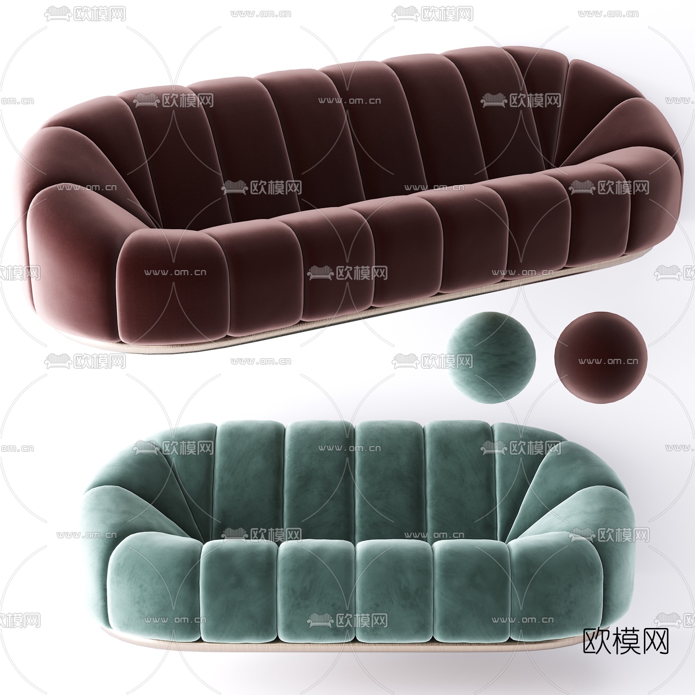 现代绒布双人沙发3d模型下载