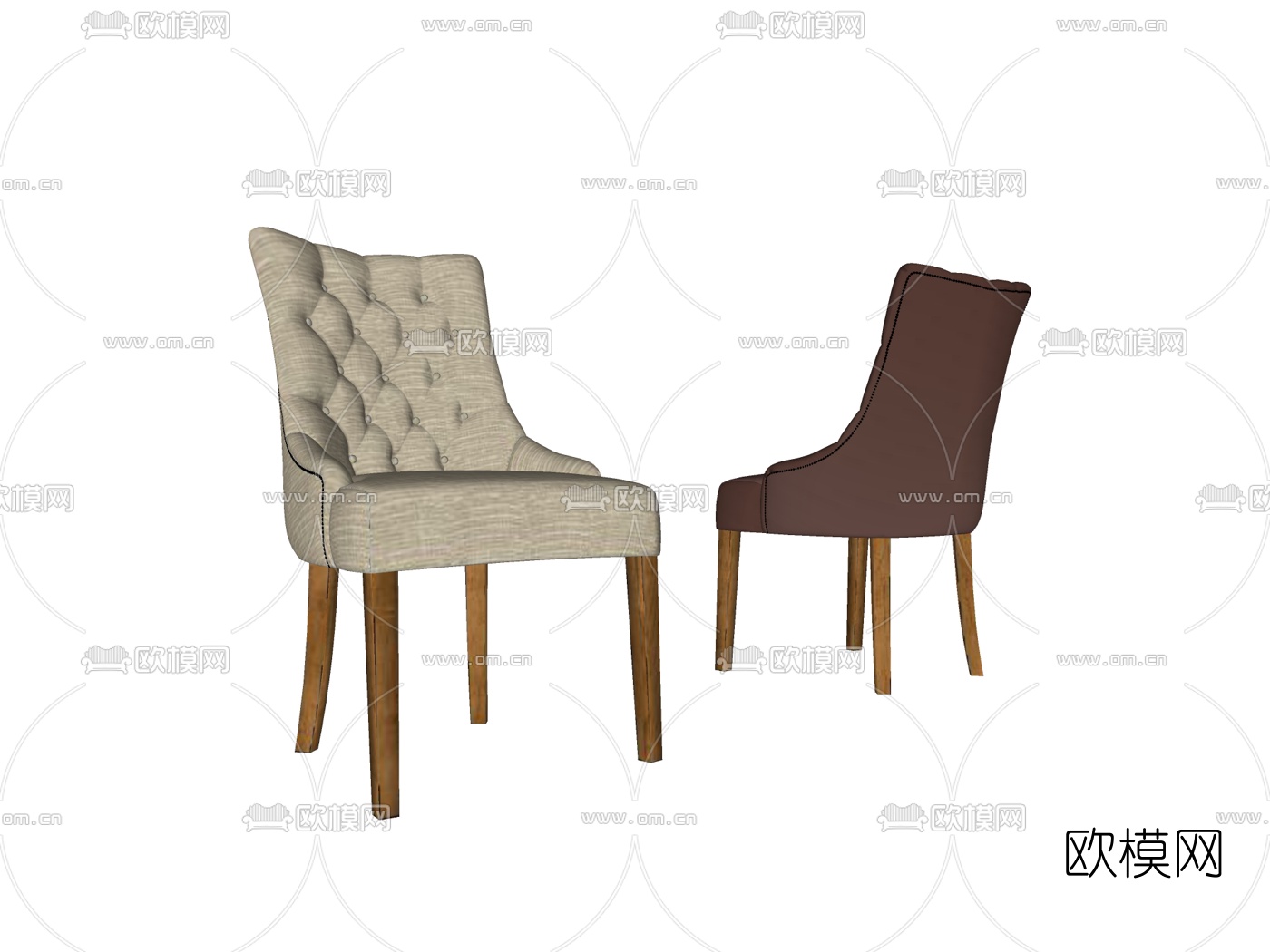 简欧布艺单椅su模型下载