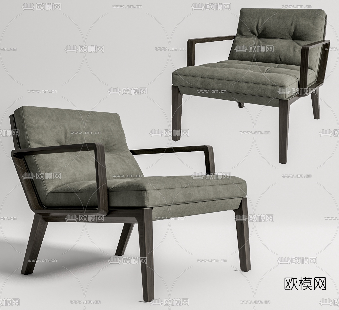 现代布艺休闲椅su模型下载（渲染图1）