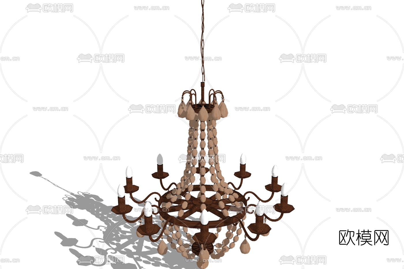 欧式金属烛台吊灯免费su模型下载