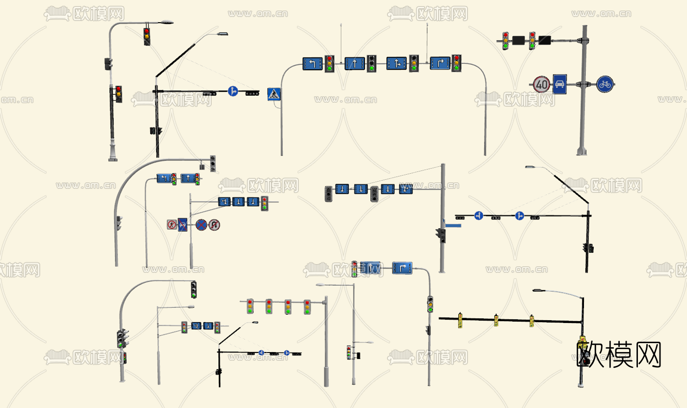 现代红绿灯su模型下载（渲染图1）