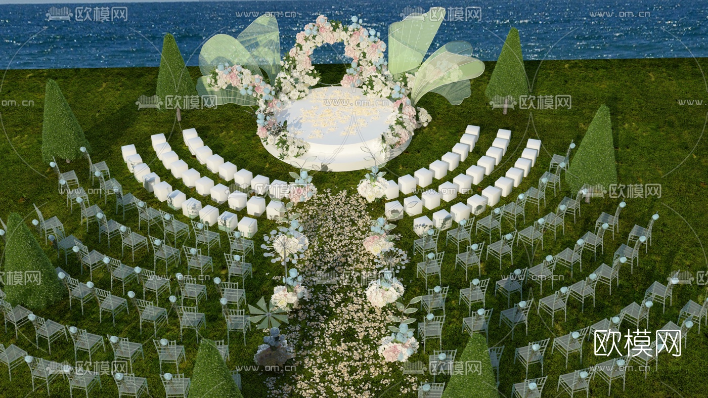 现代海边婚礼婚庆网红拍照3d模型