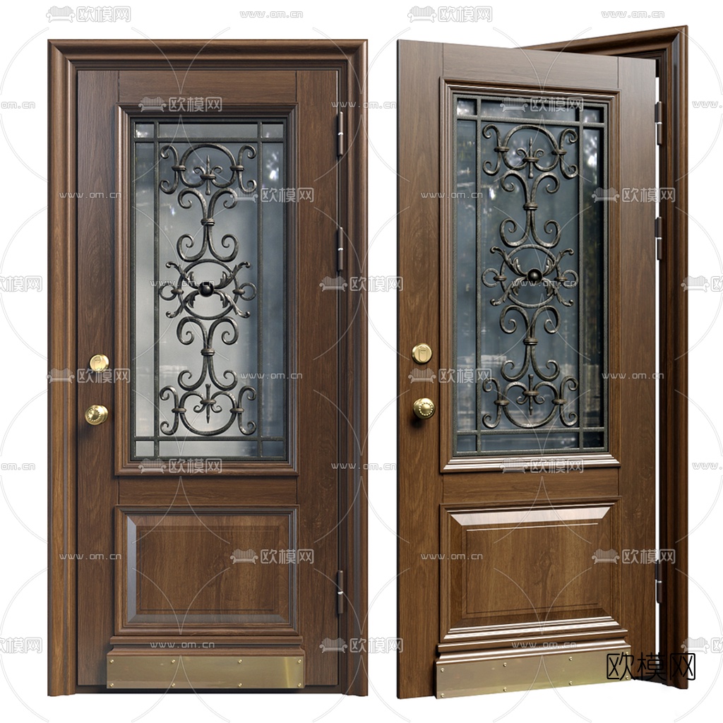 欧式雕花平开门3d模型下载