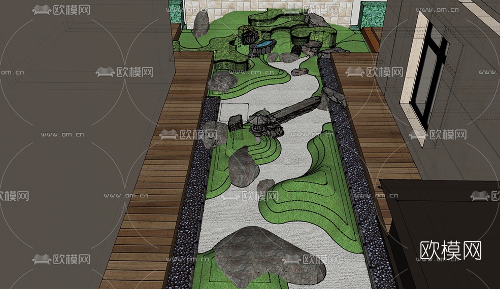 日式庭院景观su模型下载（渲染图3）