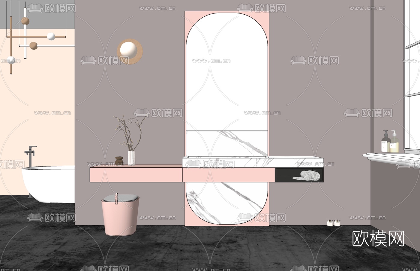 现代洗手台su模型下载（渲染图2）