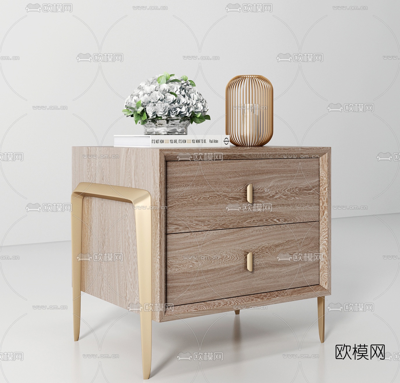 现代方形床头柜3d模型