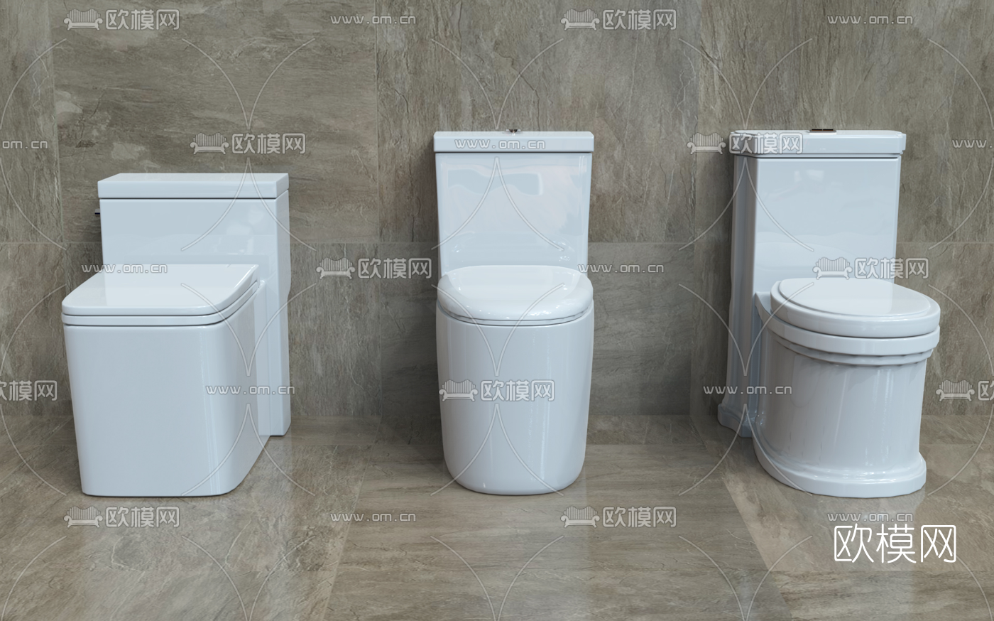 现代坐便器su模型下载（渲染图1）