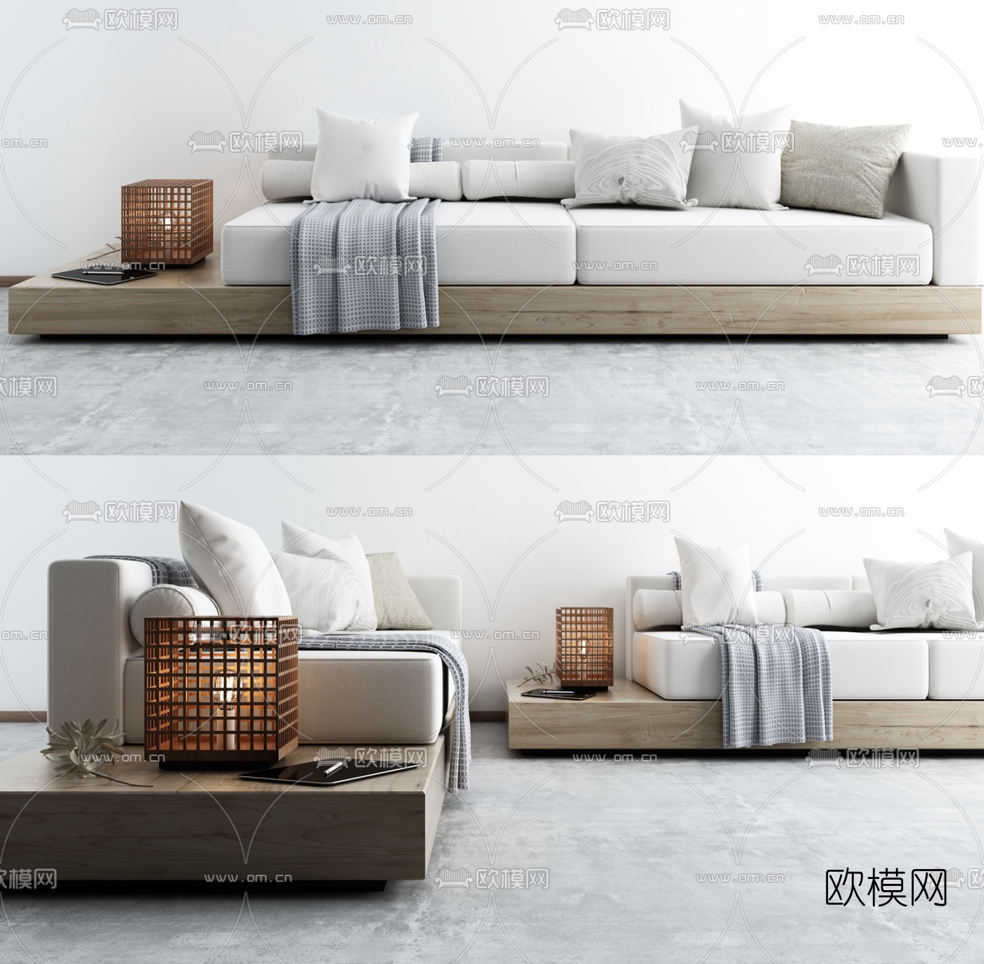 北欧布艺双人沙发组合3d模型