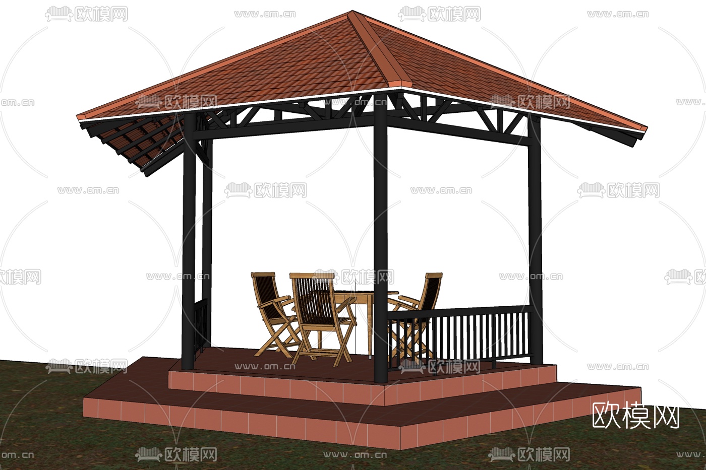 现代凉亭免费su模型下载
