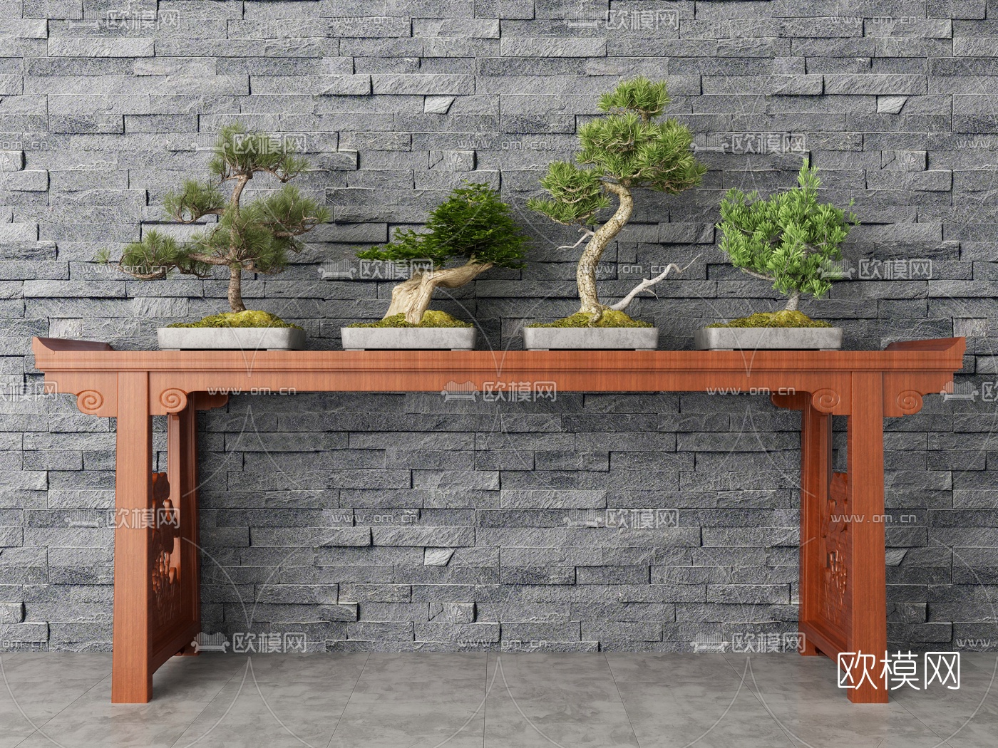 现代松树盆栽园艺小品3d模型下载（渲染图2）