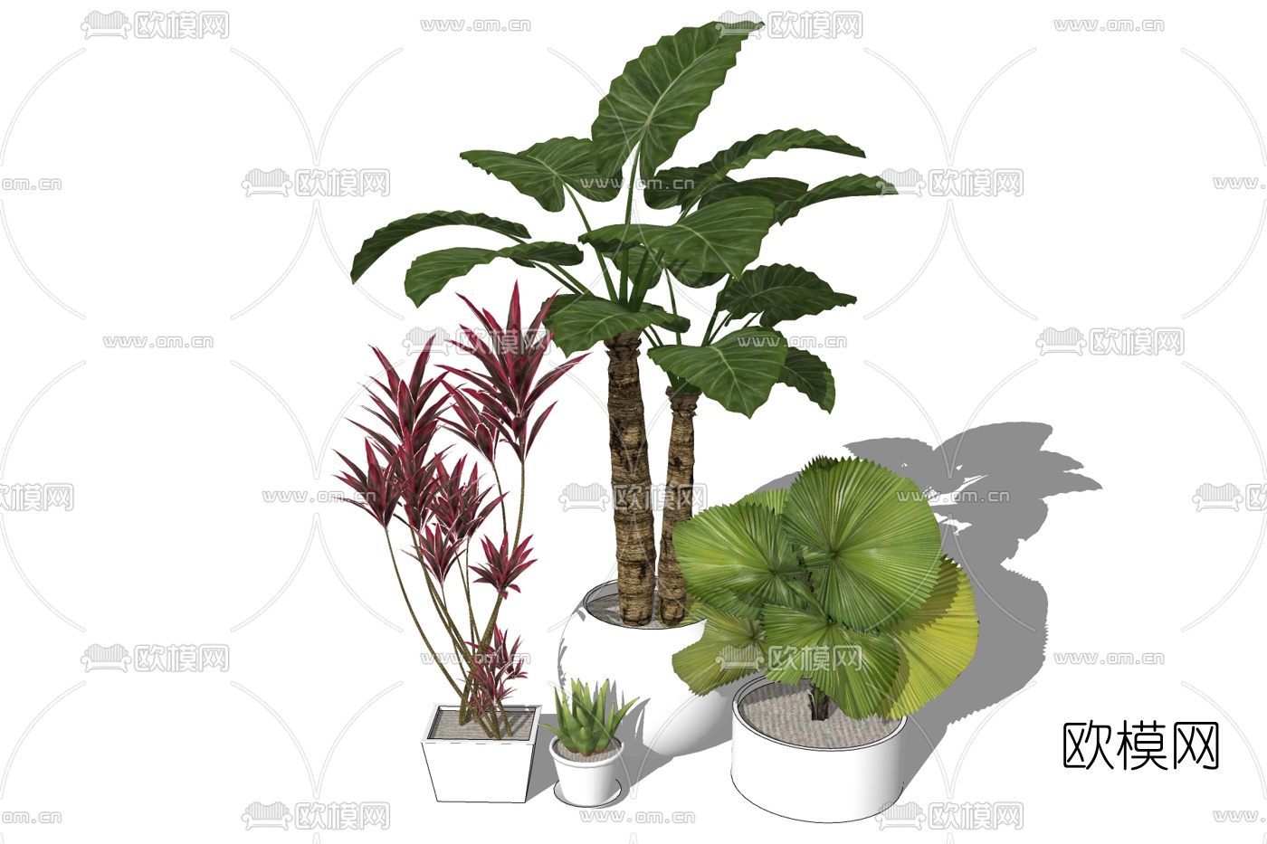 现代绿植盆栽免费su模型