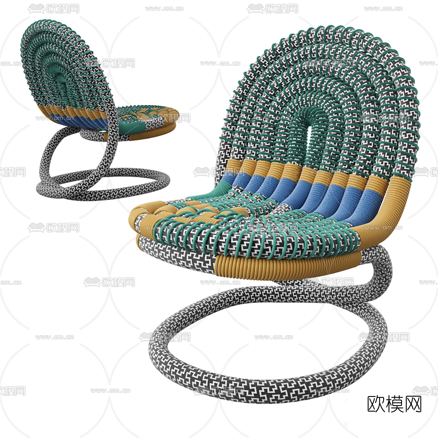 现代编织休闲椅3d模型