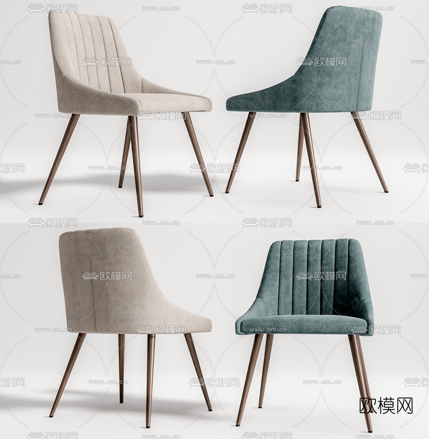 现代布艺餐椅su模型下载（渲染图1）