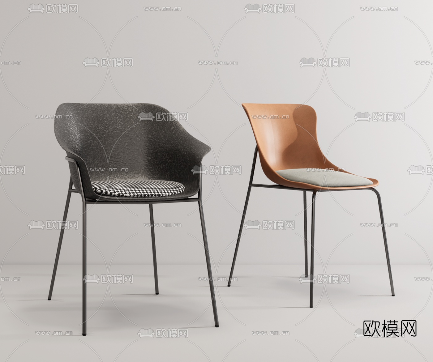 现代皮革单椅su模型下载