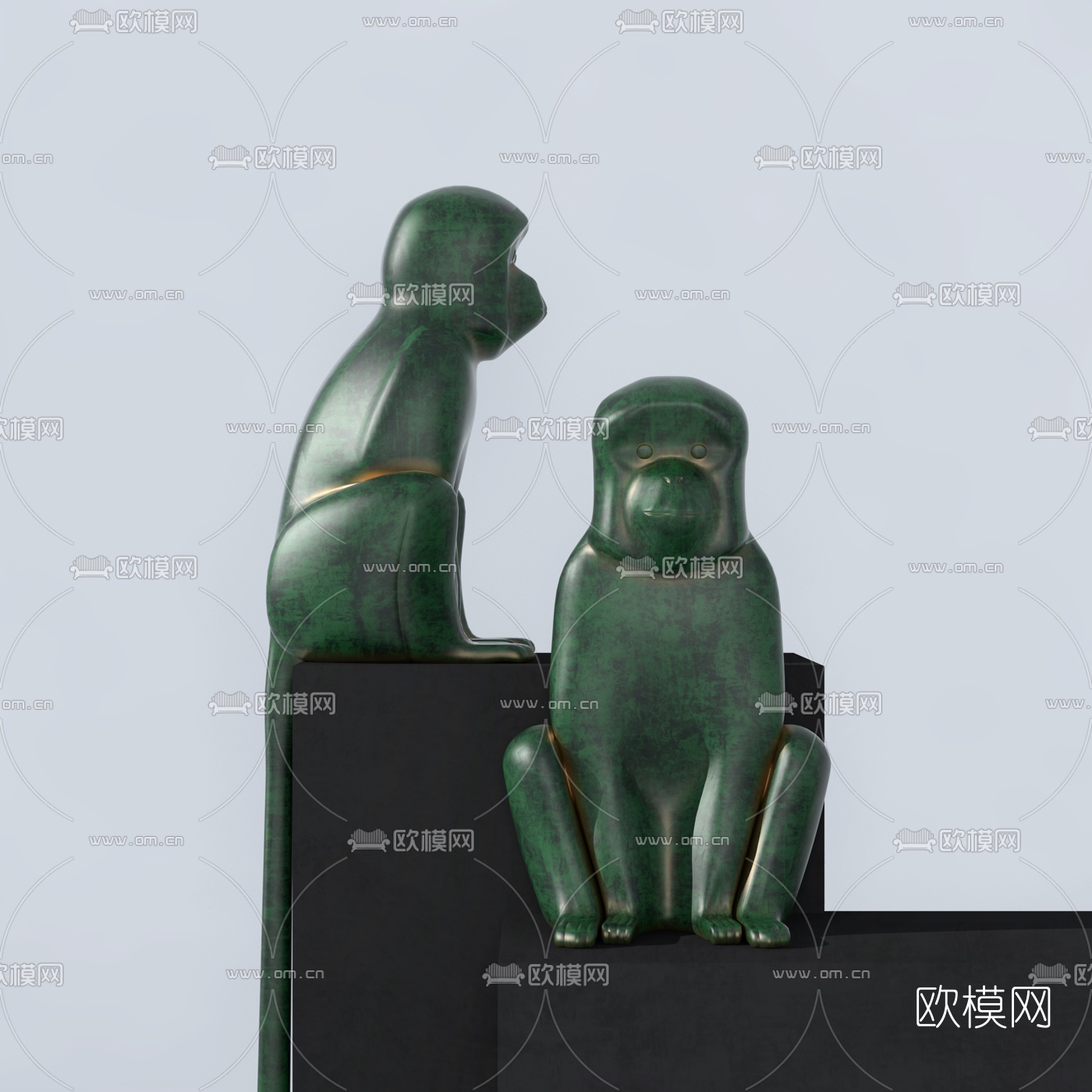 现代猴子雕塑3d模型