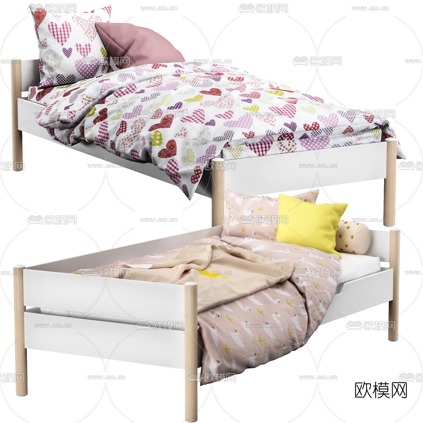 现代儿童床3d模型下载（渲染图1）