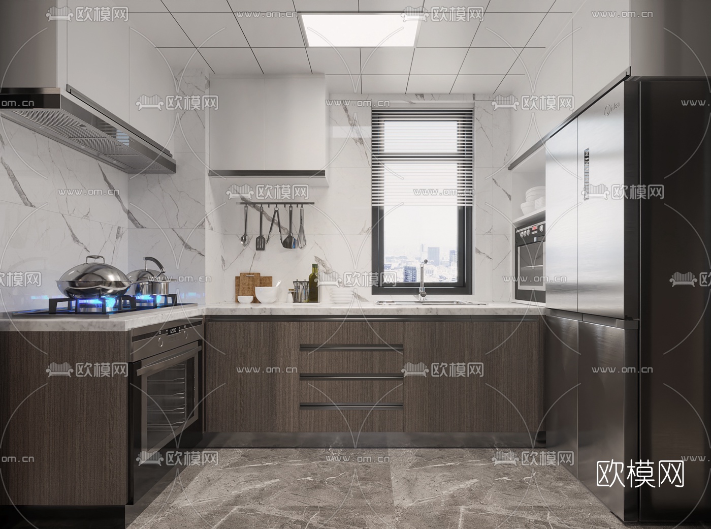 现代整装厨房3d模型