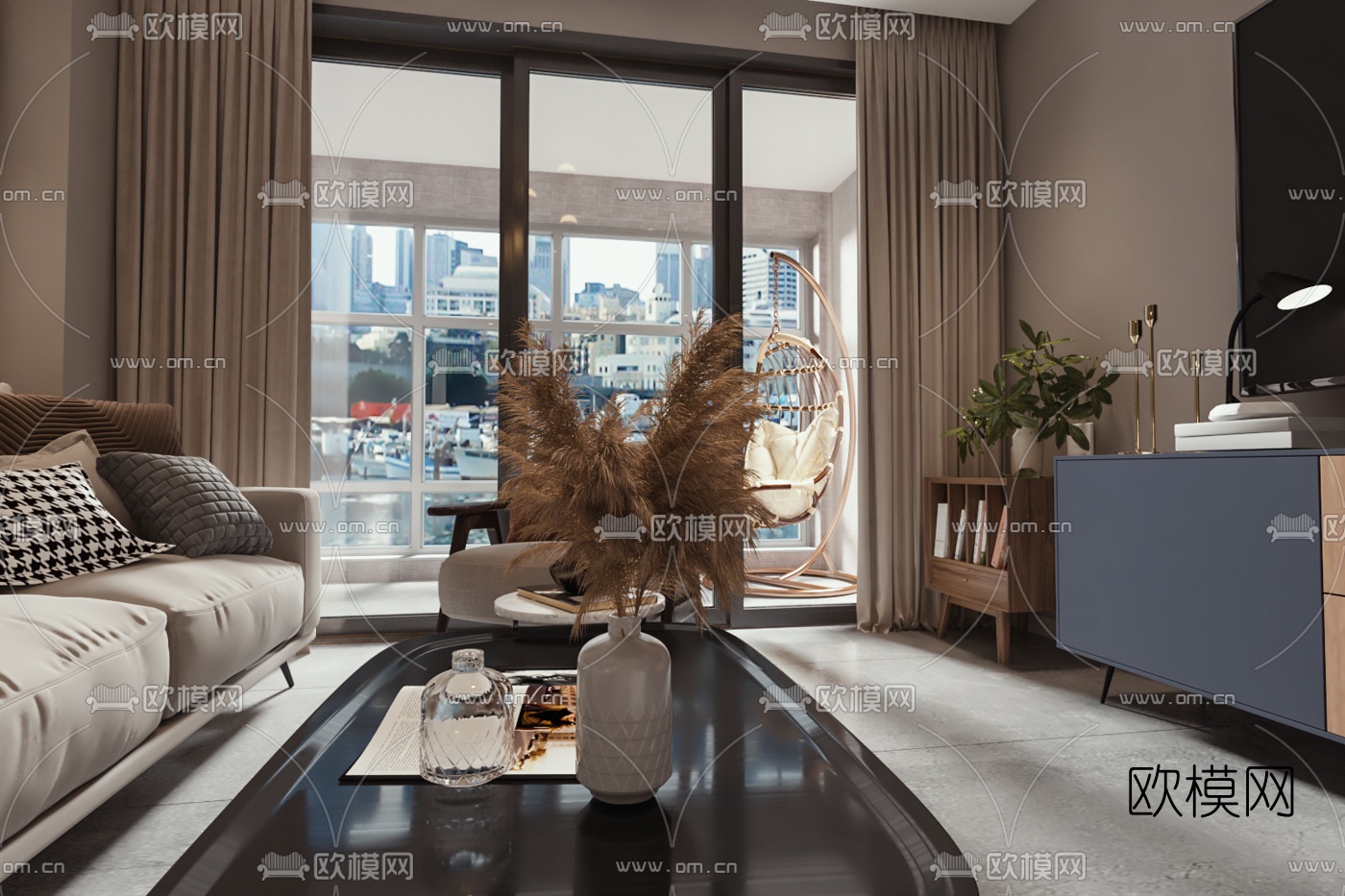 现代客厅餐厅免费3d模型