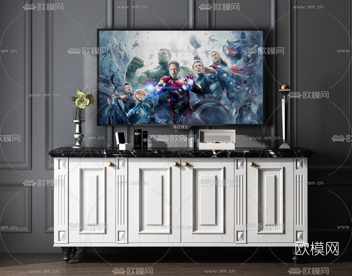欧式轻奢电视柜3d模型