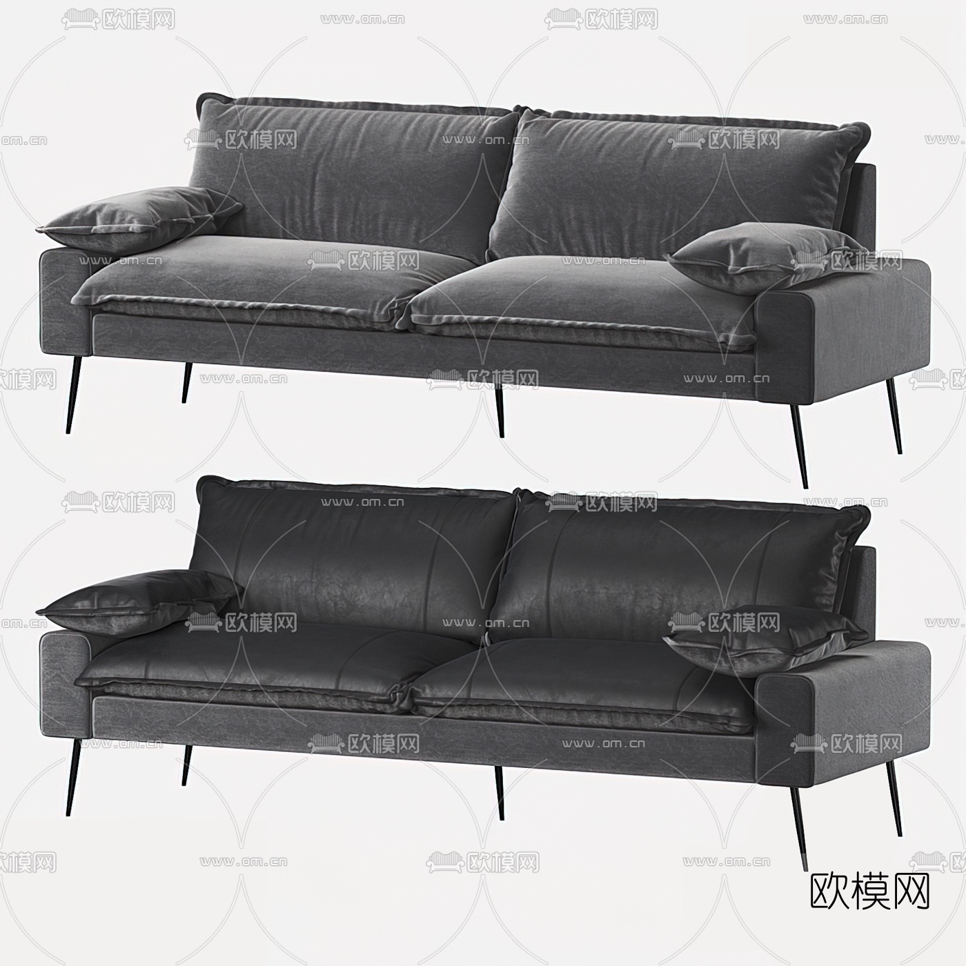 现代布艺双人沙发3d模型下载