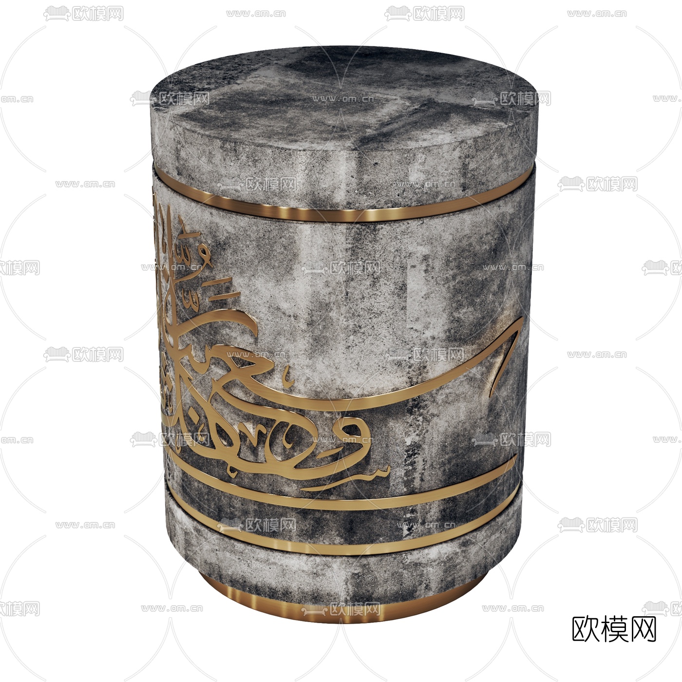 现代轻奢金属混凝土圆几免费3d模型