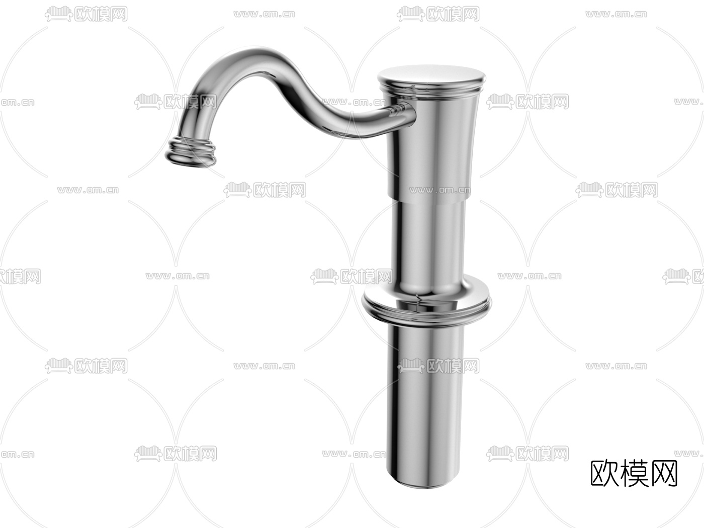 现代不锈钢水龙头3d模型下载（渲染图1）