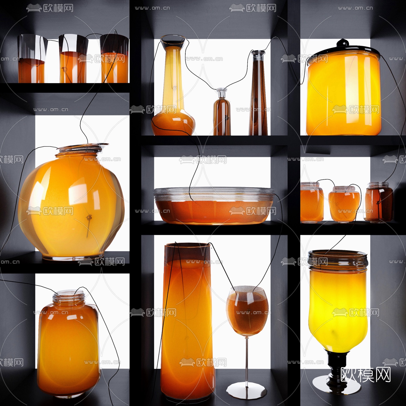 现代饮料酒瓶摆件3d模型下载（渲染图3）