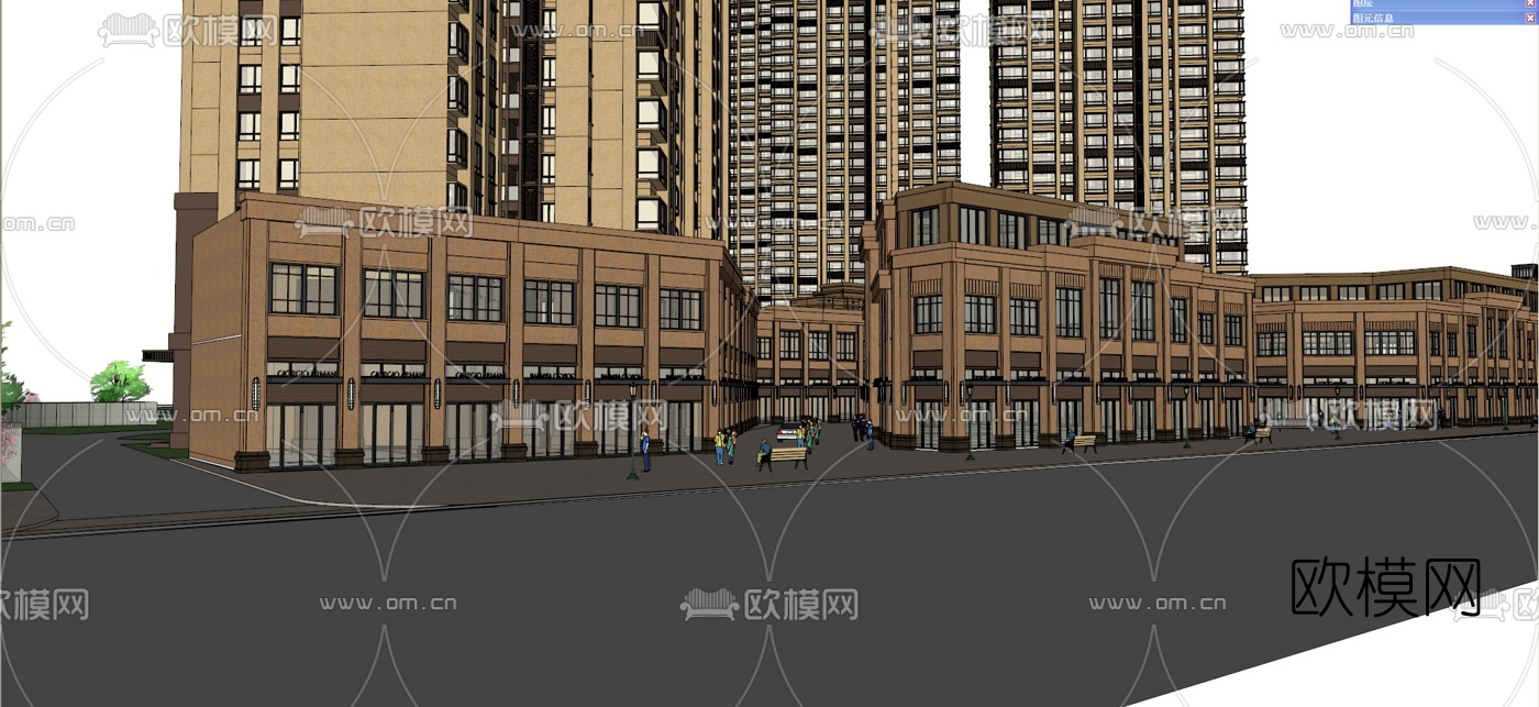 新古典高层住宅外观su模型下载（渲染图3）