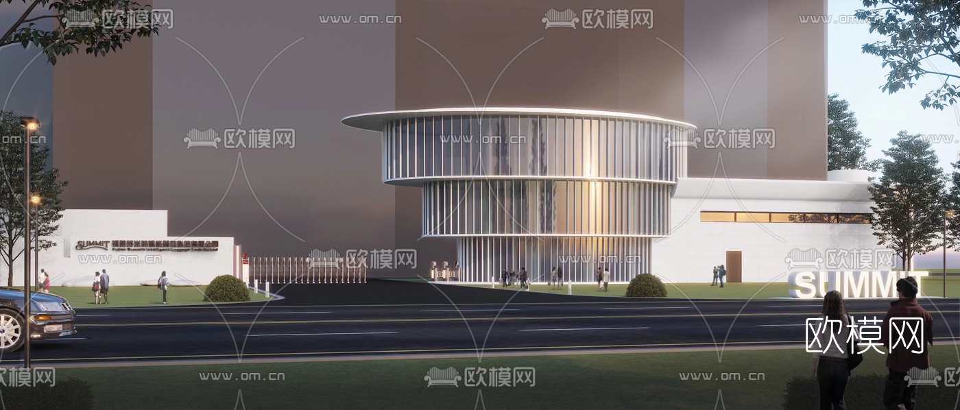现代企业工厂门面3d模型下载