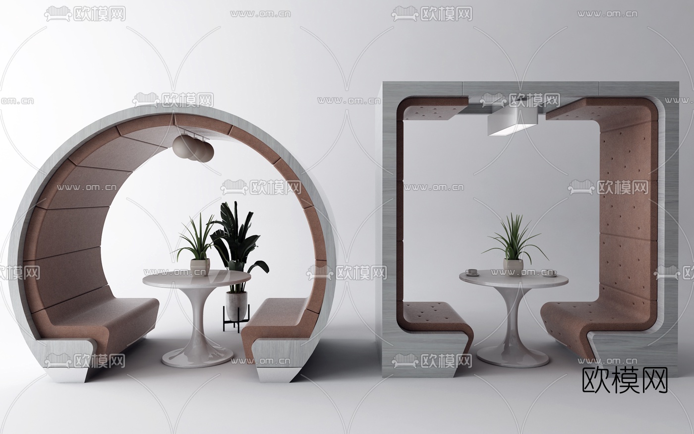 现代休闲桌椅卡座3d模型