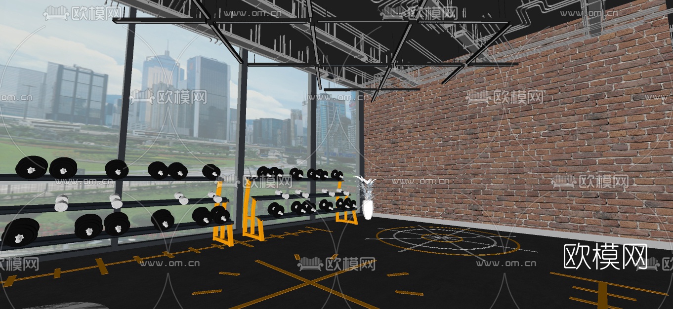 工业风健身房su模型下载（渲染图4）