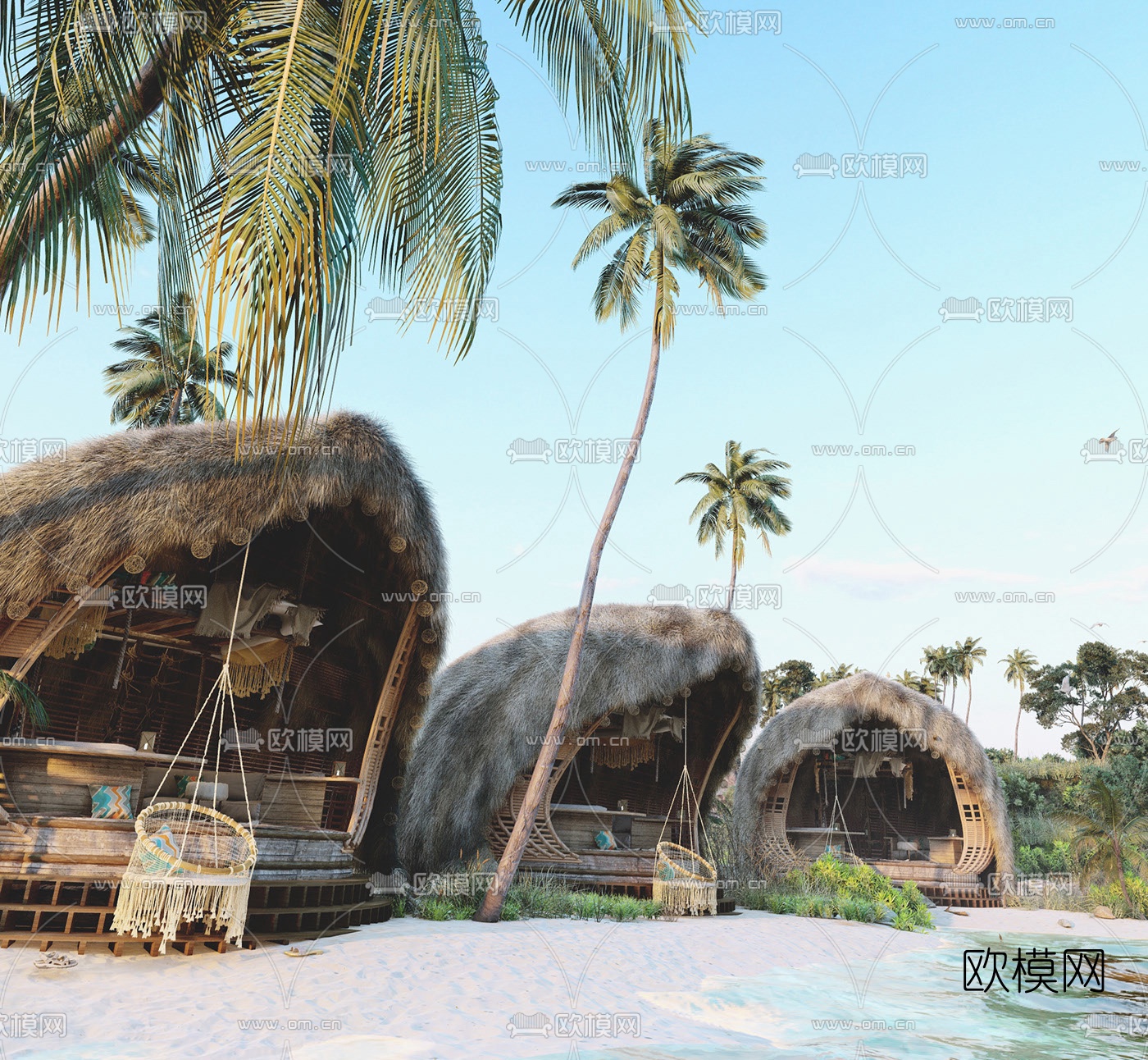 东南亚海边小屋su模型下载（渲染图3）