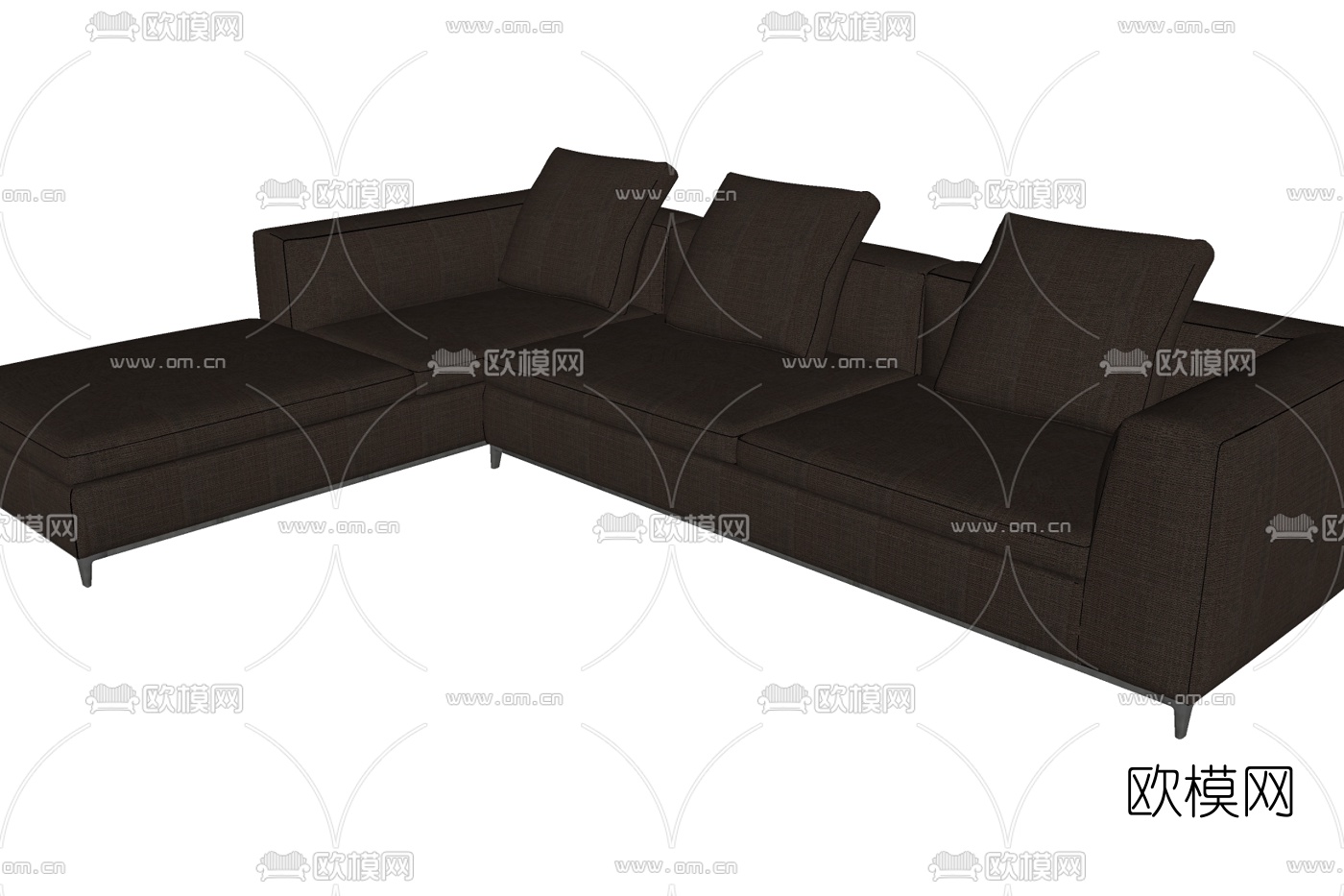 现代布艺多人沙发免费su模型下载