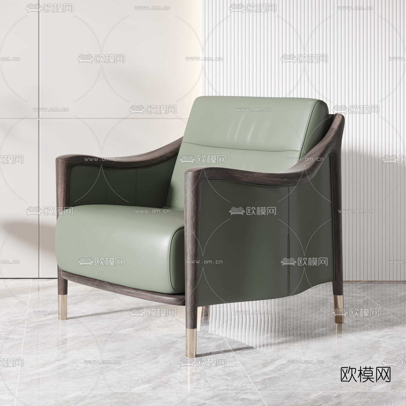 现代皮革单人沙发3d模型