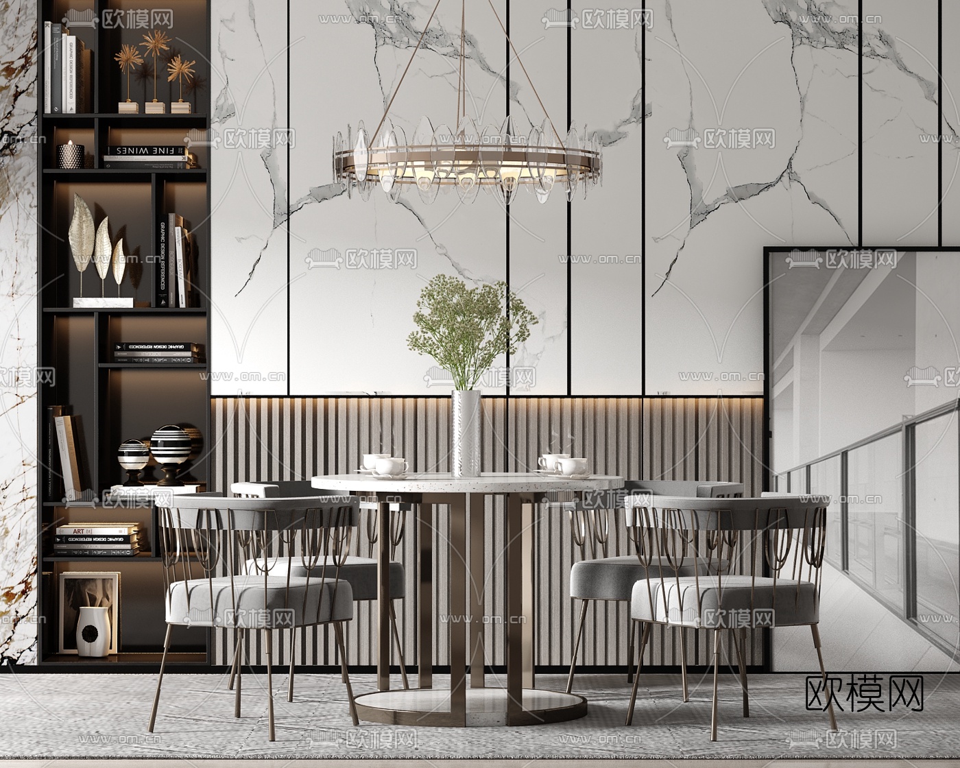 现代轻奢休闲桌椅3d模型下载