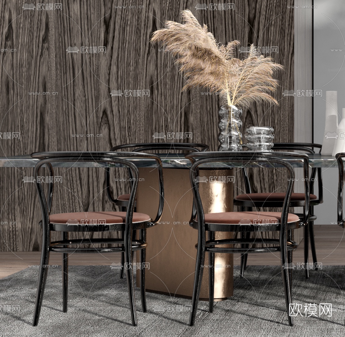 现代轻奢餐厅3d模型