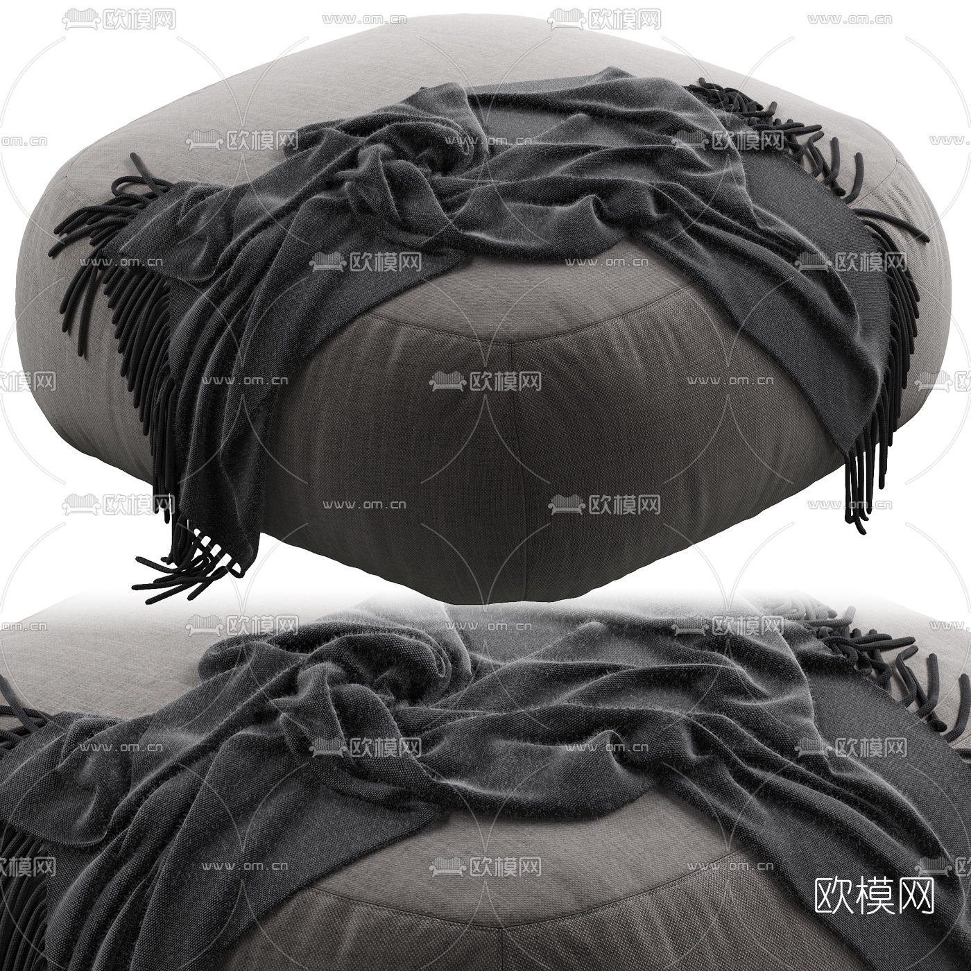 现代布艺脚踏3d模型