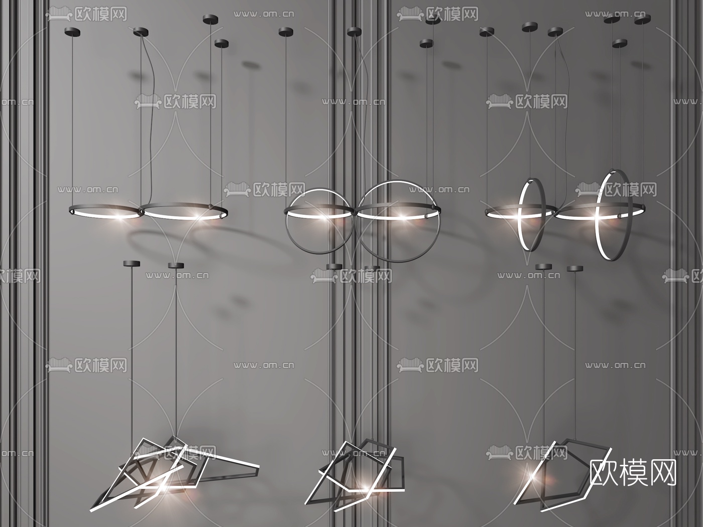 现代极简环形吊灯3d模型