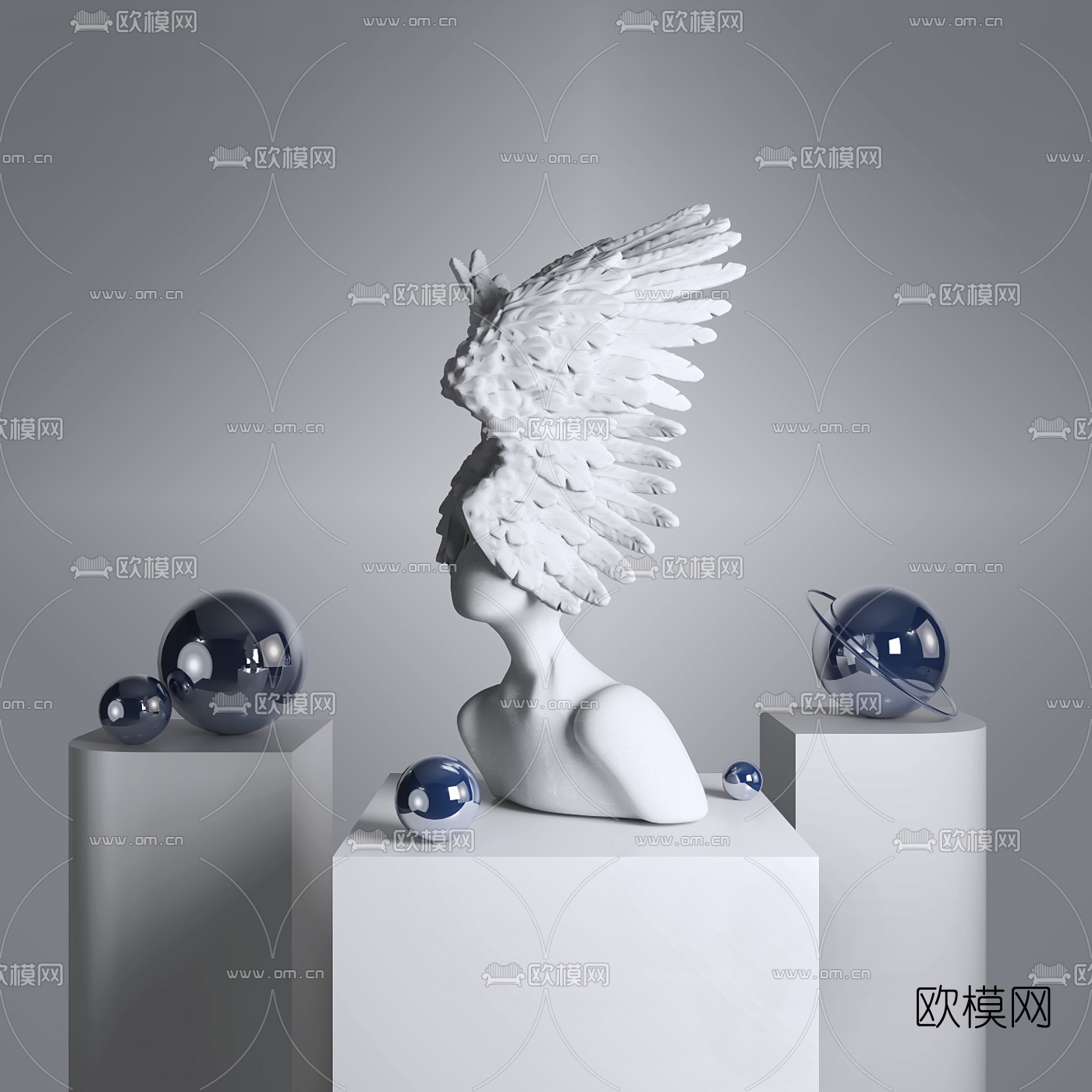 现代艺术人物雕塑3d模型下载