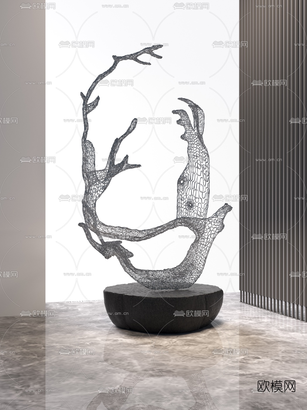 Puli Design 现代铁艺抽象雕塑3d模型