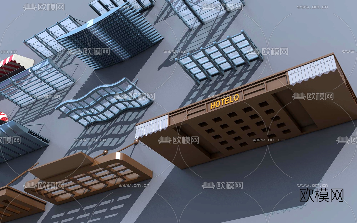 现代雨棚遮阳棚3d模型