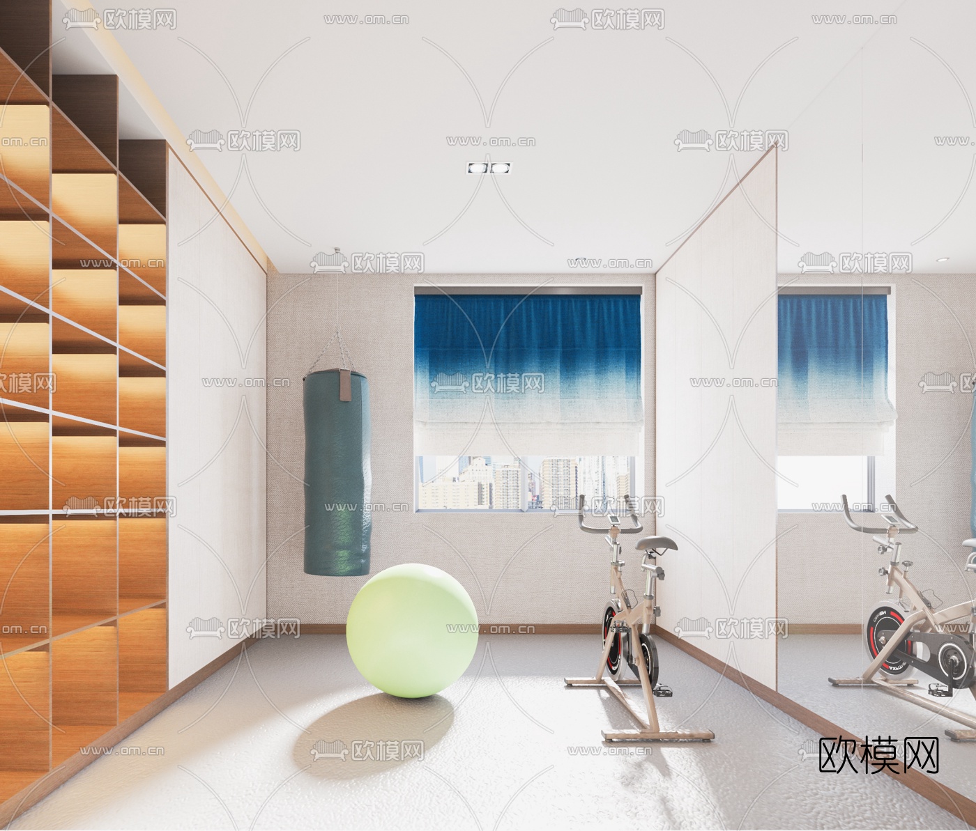 现代简约家装健身房3d模型下载