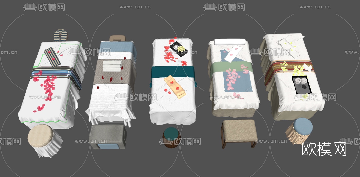 新中式美容护理床su模型
