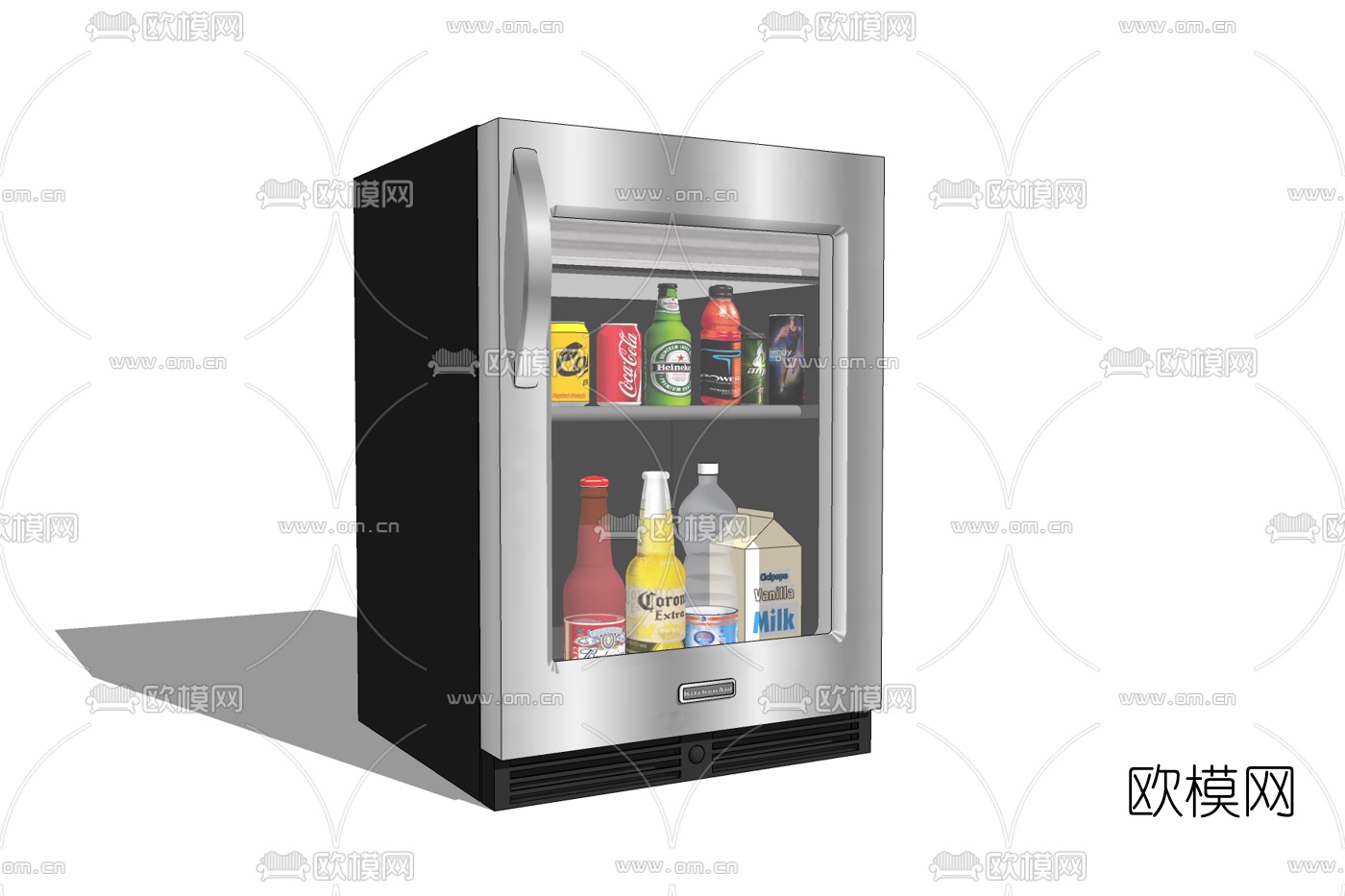 现代小型家用冰箱免费su模型下载