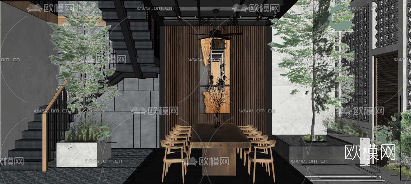 现代咖啡厅su模型下载（渲染图3）
