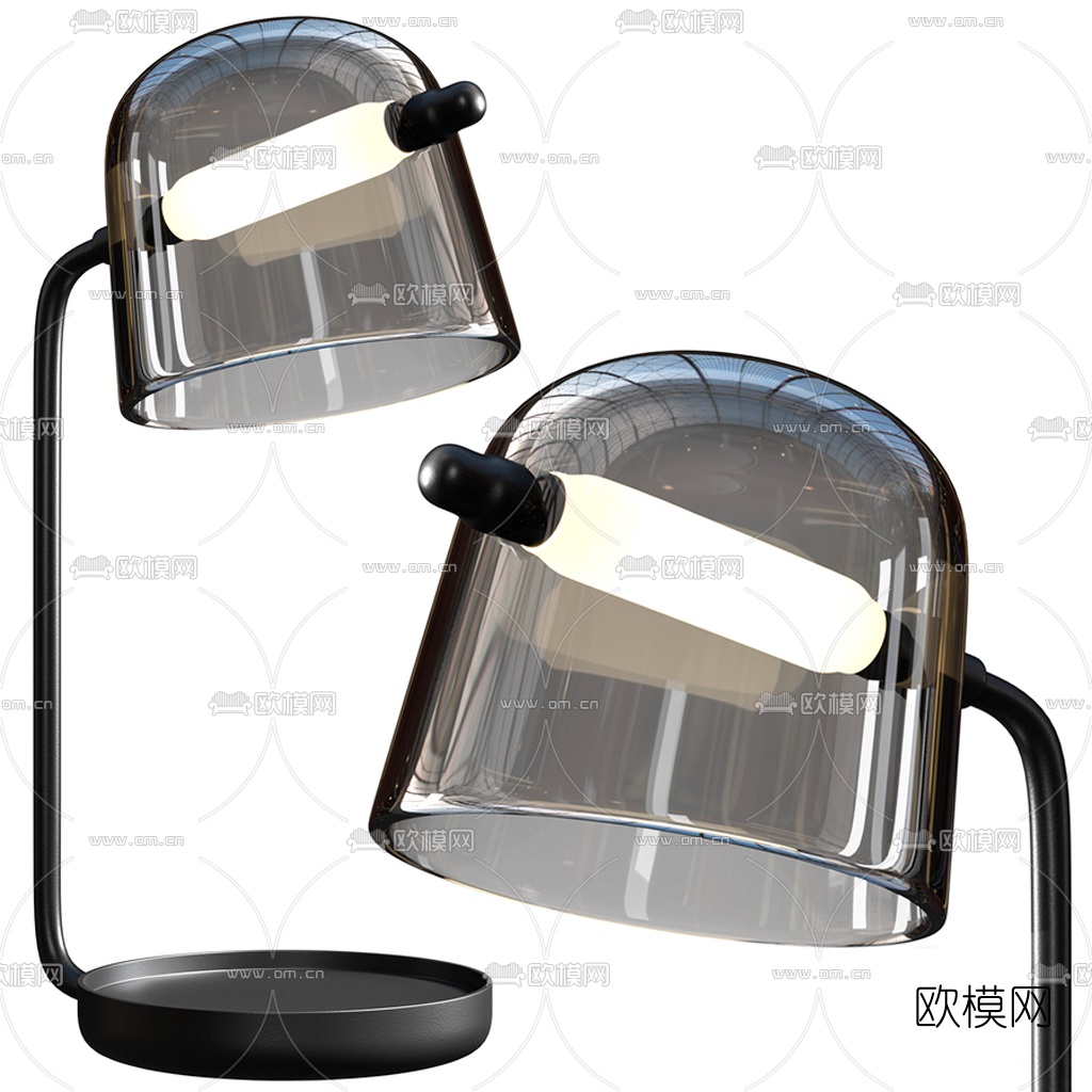 现代金属玻璃台灯3d模型下载