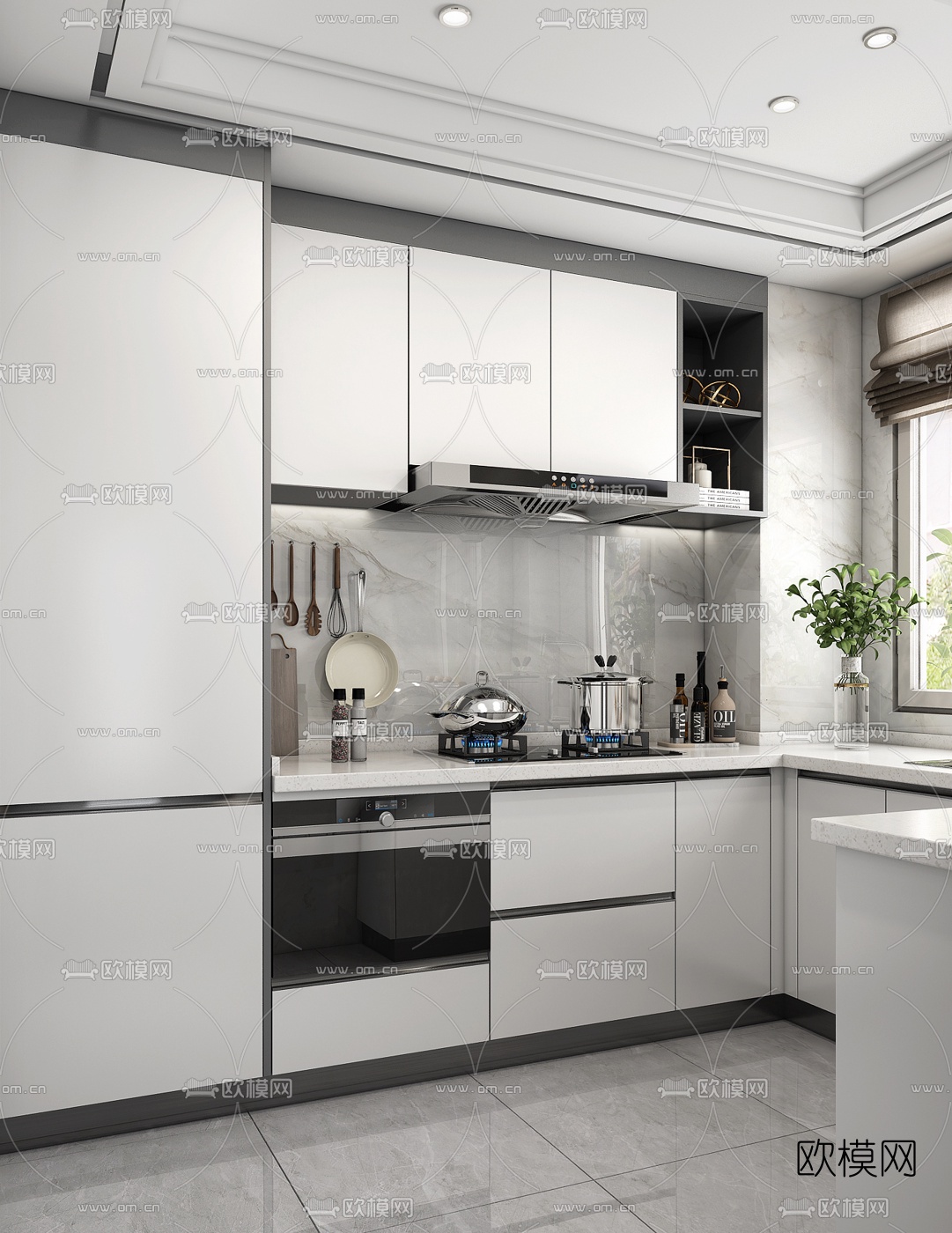 现代厨房3d模型下载（渲染图2）